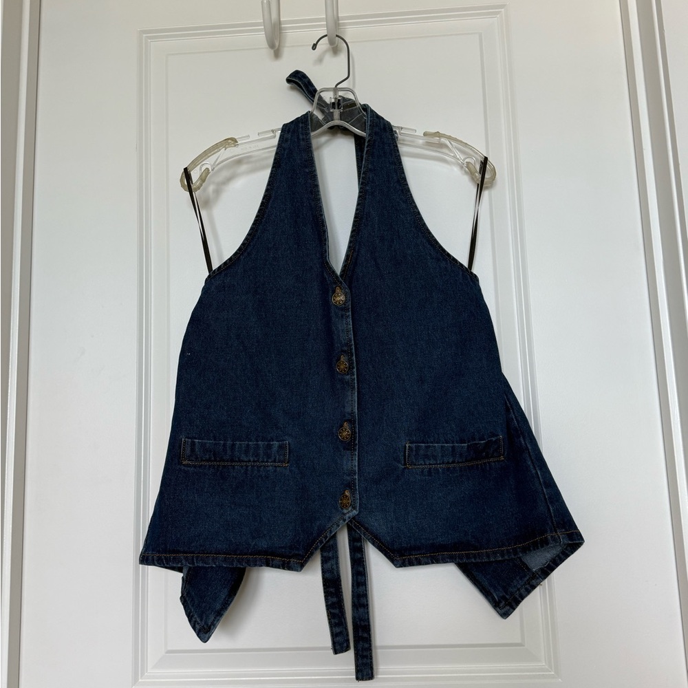 Princess Polly/Lioness Dark Denim Halter Top - Size 4